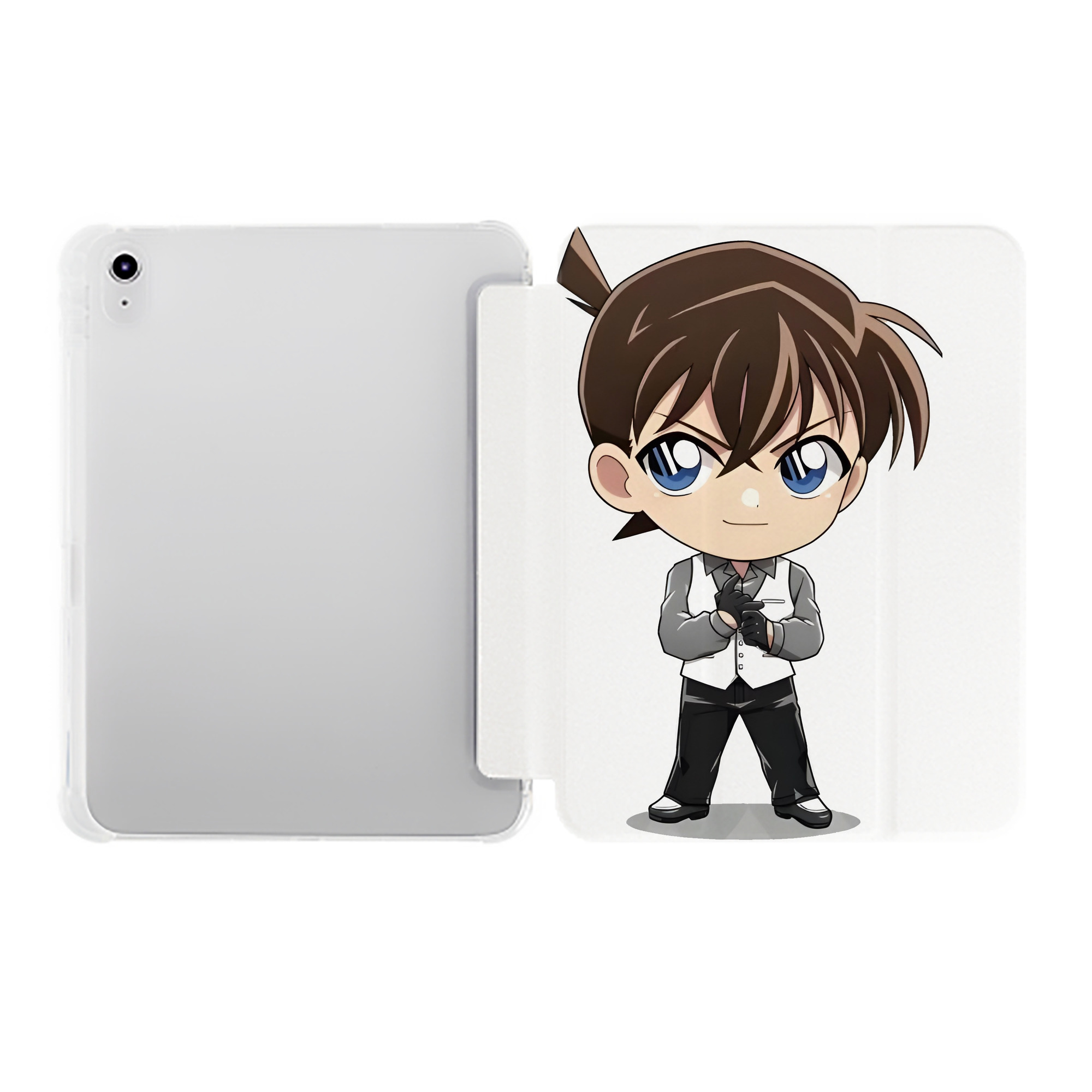 （画像用） 名探偵コナン 江戸川 コナン Detective Conan Conan Edogawa IPad ケース ペン収納付き 三つ折りスタンド PUレザー×シリコン 対応機種9.5/10.5/10.9インチ